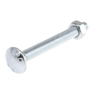 RS PRO Bright Zinc Steel Coach Bolt Metric M10 x 100 mm Length 75 mm Square Neck Thread 4.8 Grade 512-1089