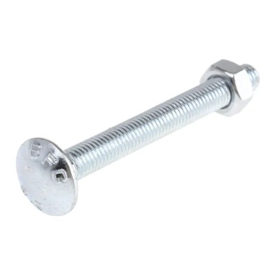RS PRO Bright Zinc Steel Coach Bolt Metric M10 x 100 mm Length 75 mm Square Neck Thread 4.8 Grade 512-1089