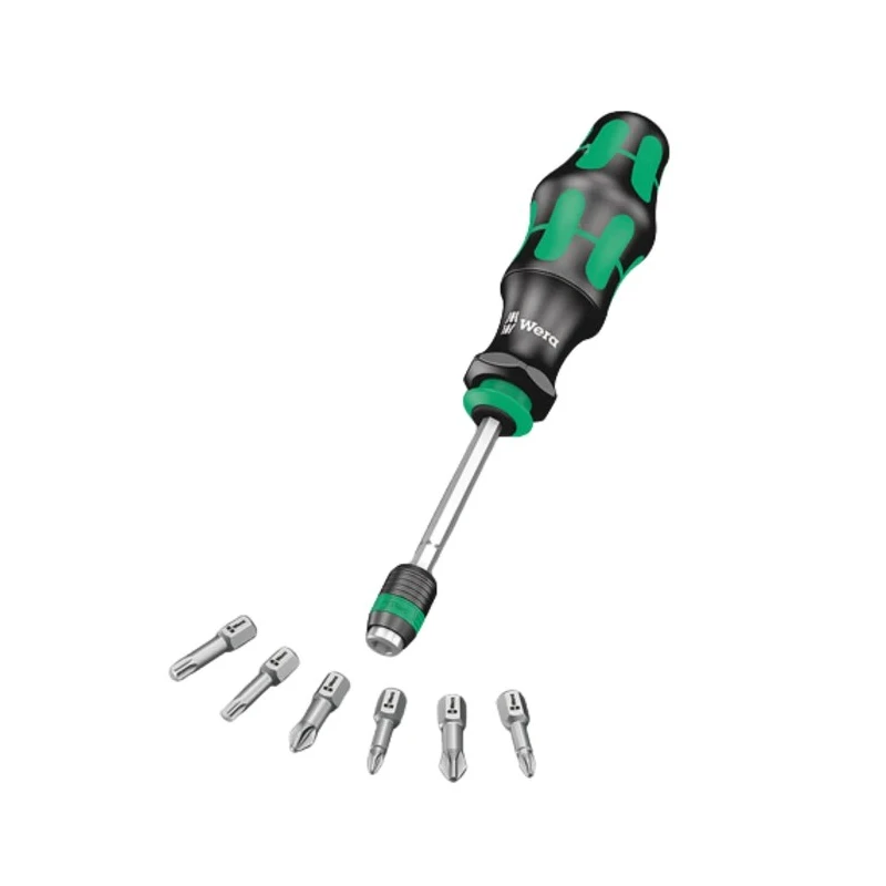 Wera Interchangeable Standard Screwdriver Set, Hexagon, Phillips, Pozidriv, Slotted Tips, 7-Piece 05051021001