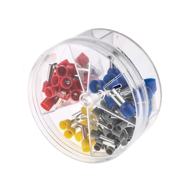 RS PRO Bootlace Ferrule 90 Piece Crimp Terminal Kit, Copper Contact, 4mm² to 16mm², Color Coded, Model 513-2556