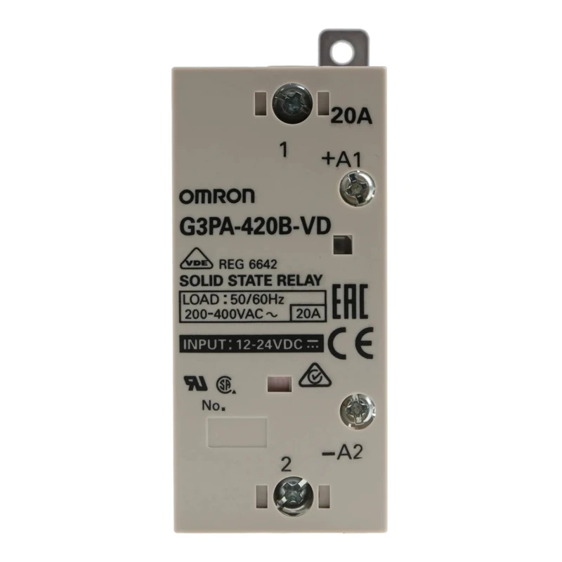Omron Solid State Relay 20 A Load, DIN Rail Mount, 440 V Load, 9.6-30 V DC Control G3PA