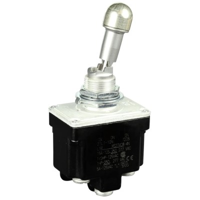 Honeywell Technologies Toggle Switch, Bushing Mount, Latching, DPDT, Screw Terminal, 28 V DC, 125 V AC 2TL1-10N