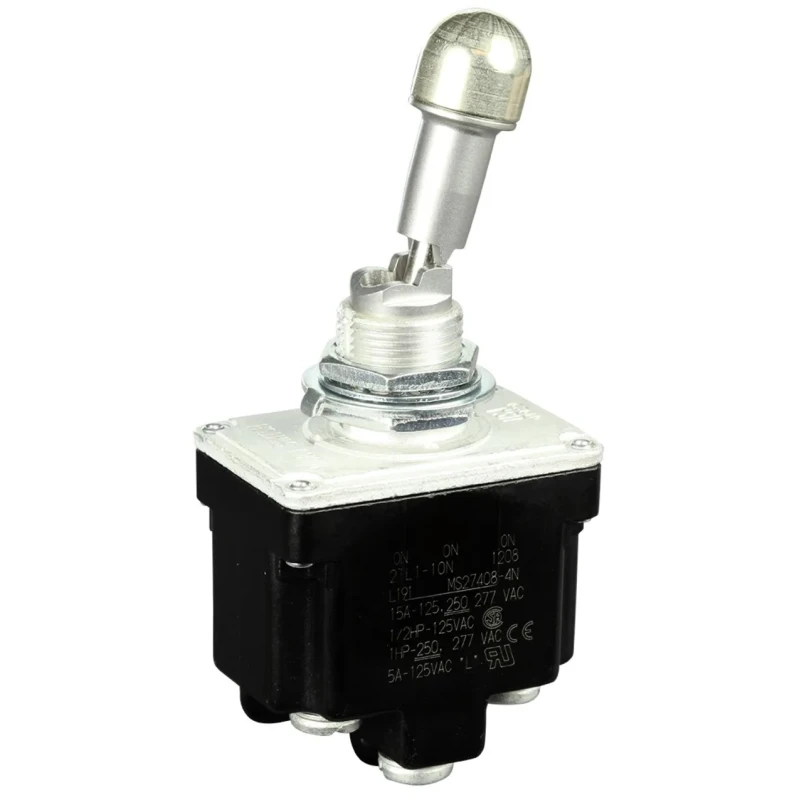 Honeywell Technologies Toggle Switch, Bushing Mount, Latching, DPDT, Screw Terminal, 28 V DC, 125 V AC 2TL1-10N