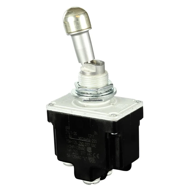 Honeywell Technologies Toggle Switch, Bushing Mount, On-Off, 2RT Contact Configuration, 20A Switch Contact Current 2TL1-2G