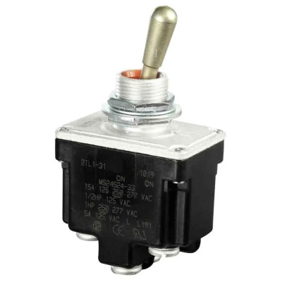 Honeywell Technologies Toggle Switch, Bushing Mount, Latching, DPDT, Screw Terminal, 20A, 28 V dc, 125 V ac, Series 2TL1-31