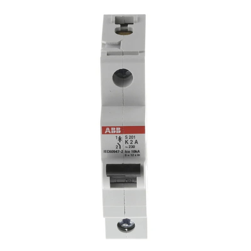 ABB Miniature Circuit Breaker S201-K2, 1-Pole, 2A, Type K, 253V AC, 72V DC, 6 kA Breaking Capacity 2CDS251001R0277 S201-K2