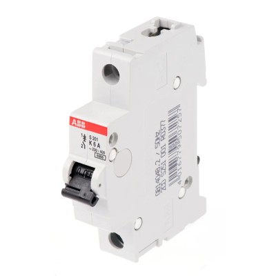 ABB Miniature Circuit Breaker 1-Pole 6A Type K Thermal Tripping 253V AC 72V DC DIN Rail Mount 2CDS251001R0377 S201-K6
