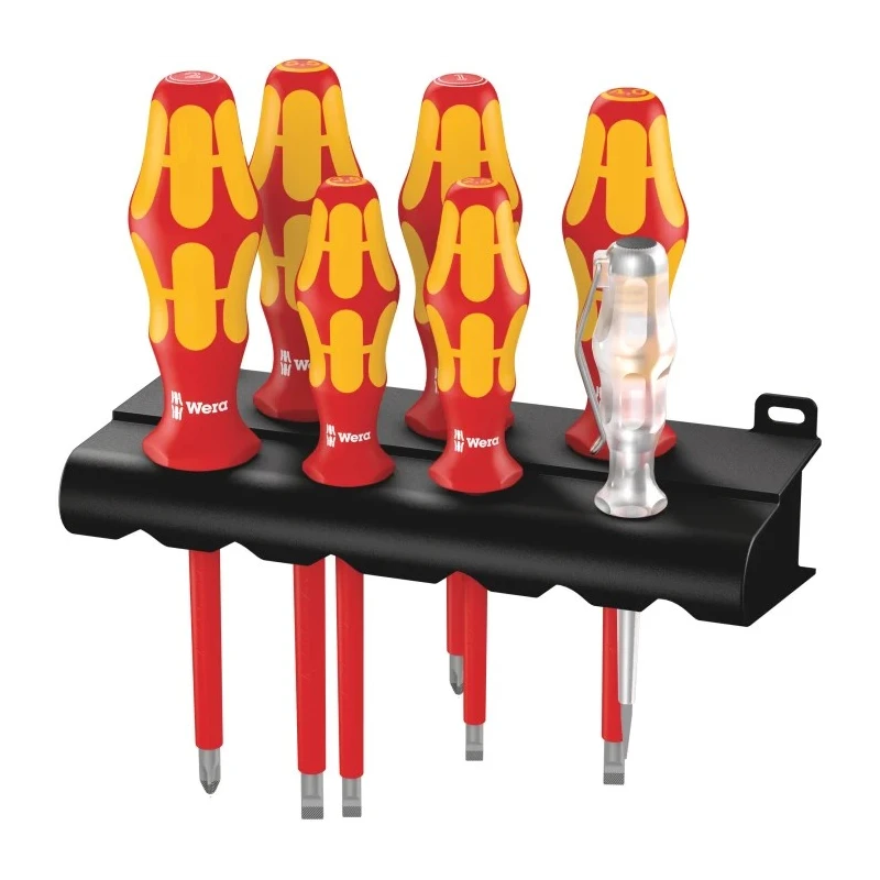 Wera Insulated Screwdriver Set Slotted Phillips Voltage Tester 7-Piece VDE Czech Republic 05006147001
