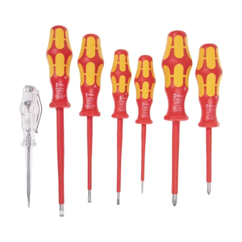 Wera Insulated Screwdriver Set Slotted Phillips Voltage Tester 7-Piece VDE Czech Republic 05006147001