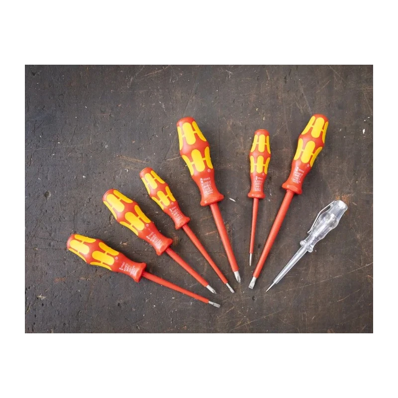 Wera Insulated Screwdriver Set Slotted Phillips Voltage Tester 7-Piece VDE Czech Republic 05006147001