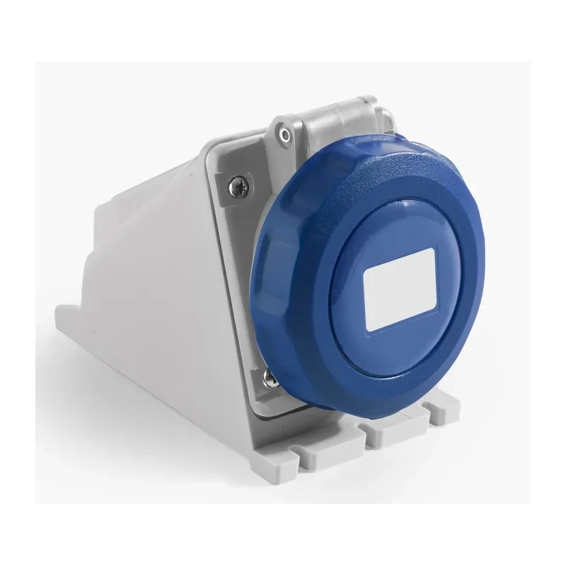 RS PRO Industrial Power Connector 16A 250V IP67 Blue Wall Mount 2P+T IP67