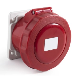 RS PRO Industrial Power Connector Panel Mount 16A 415V IP67 Red 2P+PE IP67