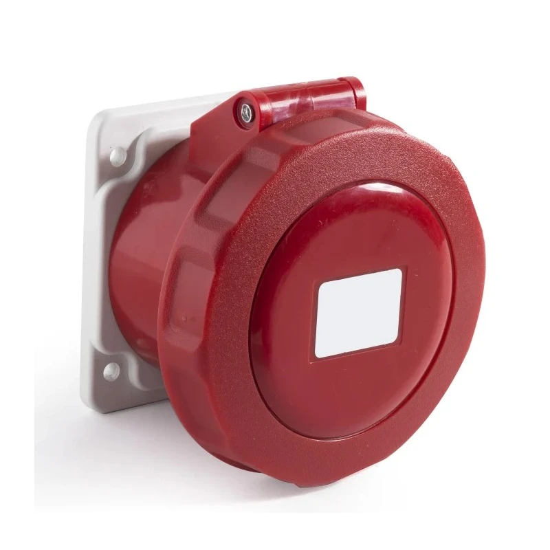 RS PRO Industrial Power Connector Panel Mount 16A 415V IP67 Red 2P+PE IP67
