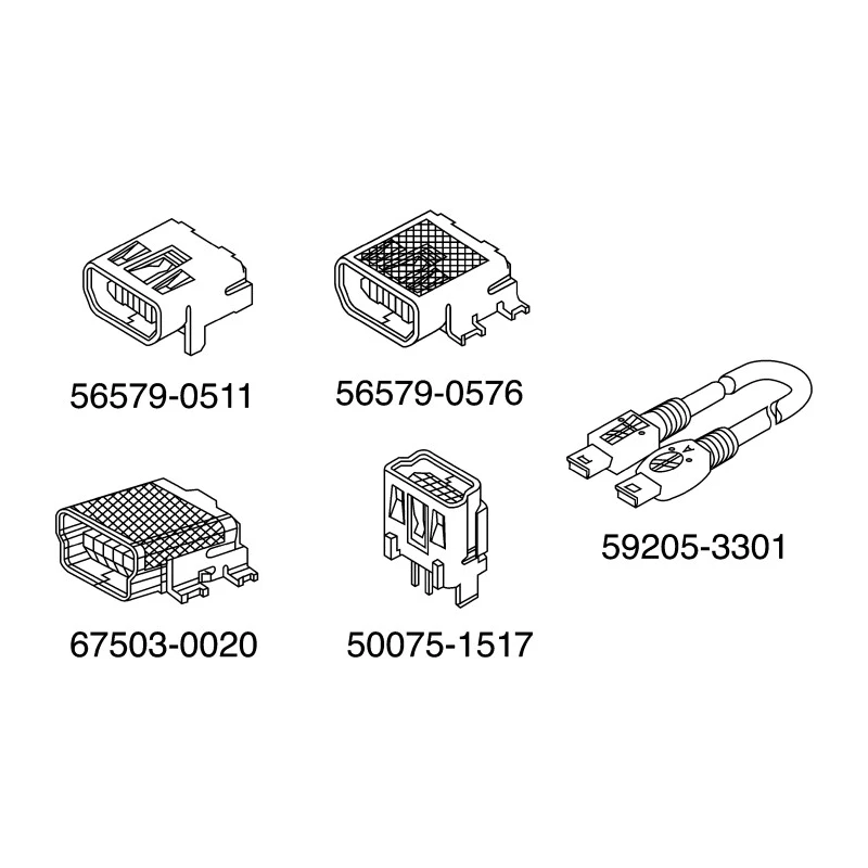 Molex Mini USB Type AB Right Angle Through Hole Female USB Connector USB 2.0 56579-0519
