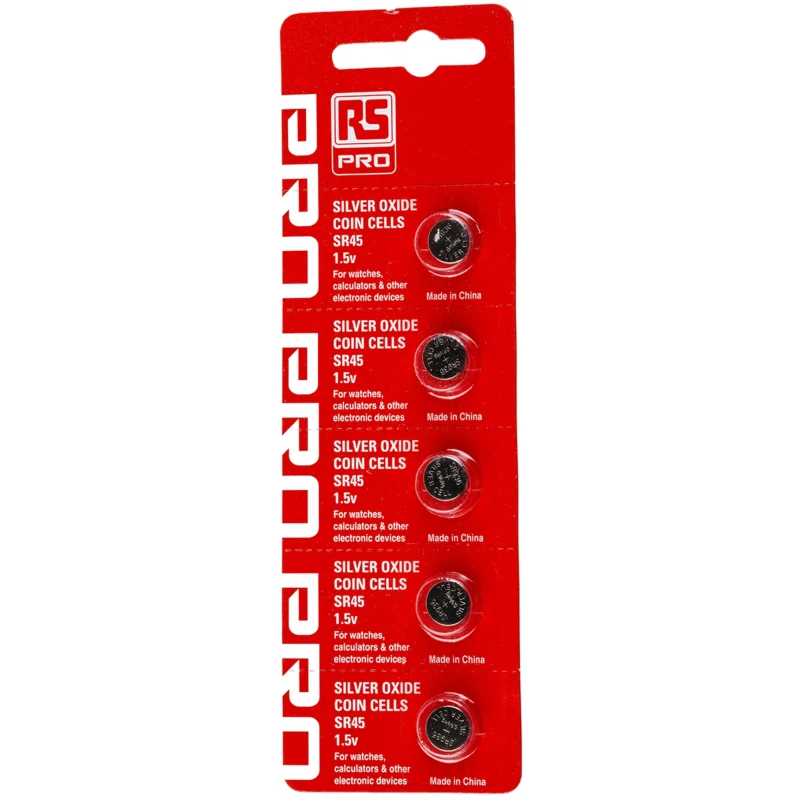 RS PRO Silver Oxide Button Battery 1.55 V 9.5 mm Diameter 3.6 mm Height 5 Pack 514-7716