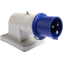 Scame IP44 Blue Wall Mount 2P+PE Right Angle Industrial Power Connector, 16A, 230V IP44