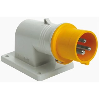 Scame EUREKA IP44 Yellow Wall Mount 2P+PE Right Angle Industrial Power Connector 32A 110V IP44
