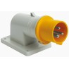 Scame EUREKA IP44 Yellow Wall Mount 2P+PE Right Angle Industrial Power Connector 32A 110V IP44