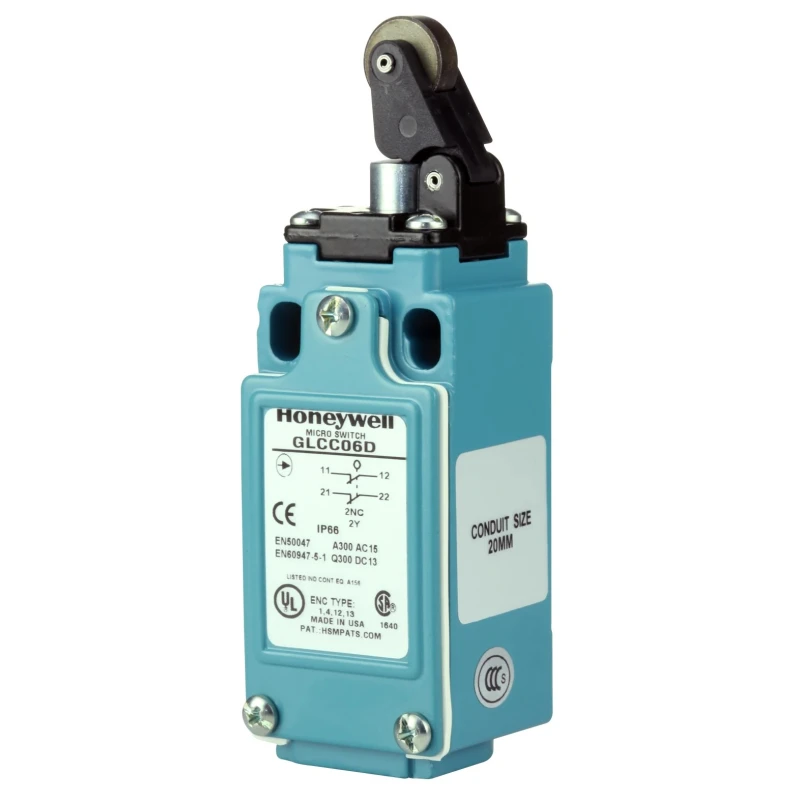 Honeywell Technologies GL Series Roller Lever Limit Switch, 1 NO/1 NC, IP67, Die Cast Zinc Epoxy Coated Housing, 240V 