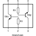 Nexperia Digital Transistor 100 mA NPN + PNP 50 V 6-Pin SOT-666 PEMD3,115