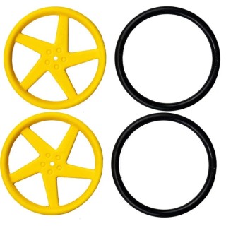 Kitronik 5-Spoke Injection Molded ABS Robot Wheels with Rubber O-Ring Tyres 2593-TT