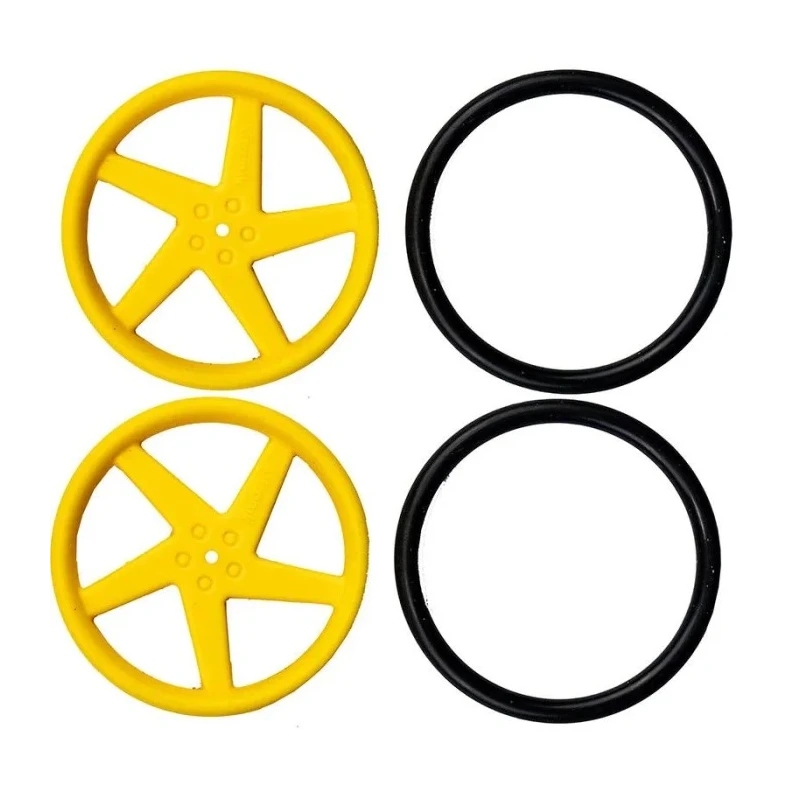 Kitronik 5-Spoke Injection Molded ABS Robot Wheels with Rubber O-Ring Tyres 2593-TT