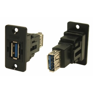 RS PRO USB Connector Panel Mount Female/Female 2 Port USB Type A to A USB 3.0 30V AC 1.8A 218-8300