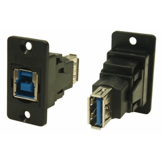 RS PRO USB Connector Panel Mount Female/Female 2 Port USB Type B to A USB 3.0 30V AC 1.8A 218-8302