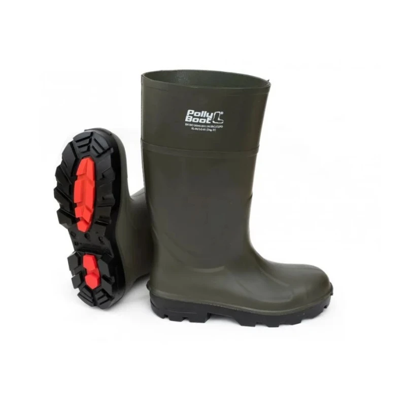Pollyboot Black Green Unisex Steel Toe Capped Safety Boots Size UK 11 EU 46 502-46