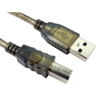 RS PRO USB 2.0 Male USB Type A to Male USB B Clear 15m Cable 220-6499
