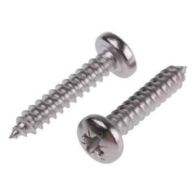 RS PRO Plain Stainless Steel Pan Head Self-Tapping Screw 25mm Thread Size 10 522-1511