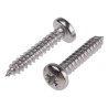 RS PRO Plain Stainless Steel Pan Head Self-Tapping Screw 25mm Thread Size 10 522-1511