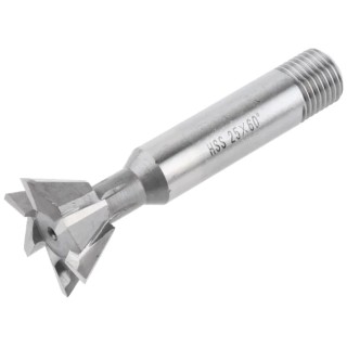 RS PRO 67mm HSS Standard Dovetail Cutter 60° Angle, 25mm Diameter, 10mm Cutter Width, Screwed Shank 12mm 522-8118