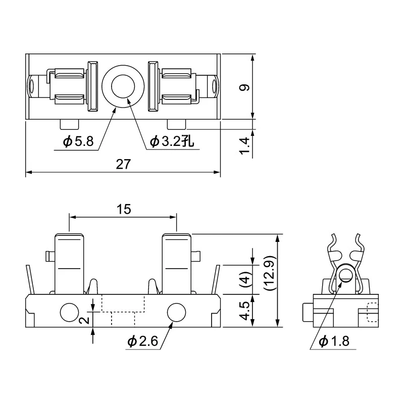Sato Parts 5A Base Mount Fuse Holder 1P-Pole for 5 x 20 mm 125V AC F-60-B