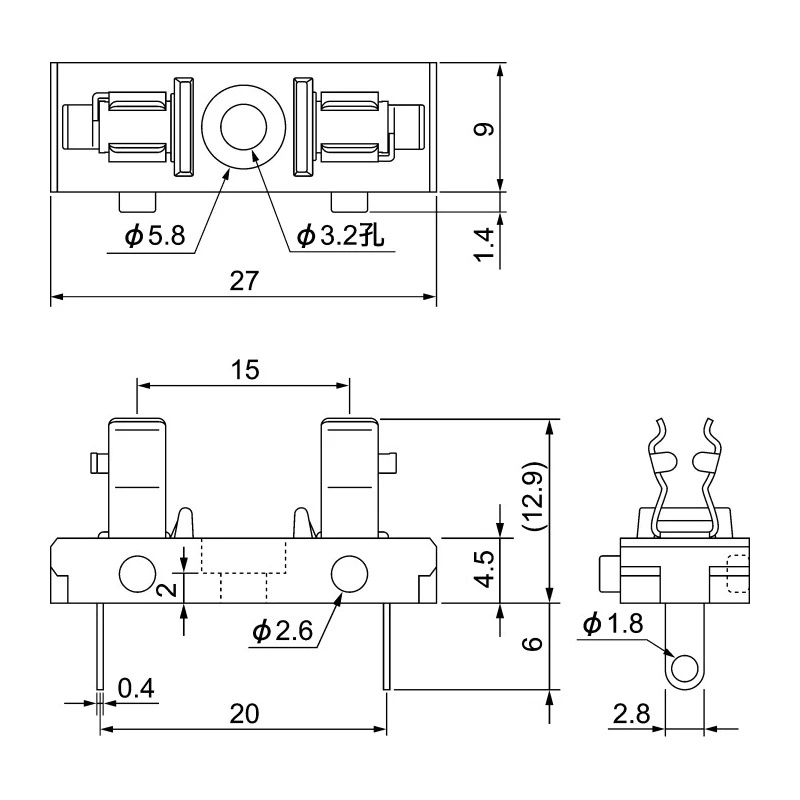 Sato Parts 5A PCB Mount Fuse Holder for 5.2 x 20 mm, 250V AC F-60-C