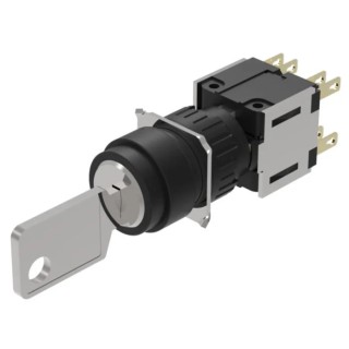 EAO IP65 Key Switch, 2 NO/2 NC Contacts, 5A 240V AC, Latching, Round Bezel, Screw Terminals IP65 IP Front Protection 