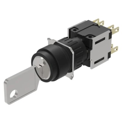 EAO IP65 Key Switch, 2 NO/2 NC Contacts, 5A 240V AC, Latching, Round Bezel, Screw Terminals IP65 IP Front Protection 