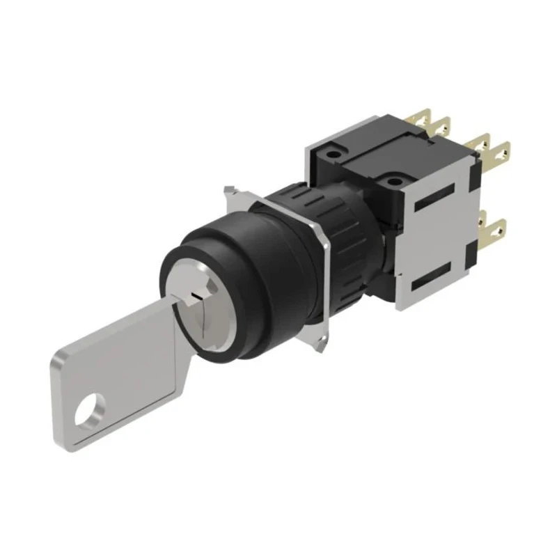 EAO IP65 Key Switch, 2 NO/2 NC Contacts, 5A 240V AC, Latching, Round Bezel, Screw Terminals IP65 IP Front Protection 