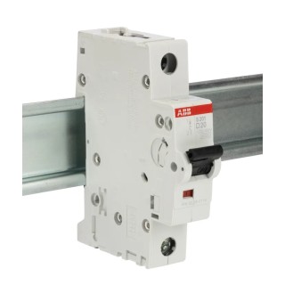 ABB System Pro M Compact Miniature Circuit Breaker, 1-Pole, 20A, Type D, 253V AC, 72V DC, 6kA 2CDS251001R0201 S201-D20