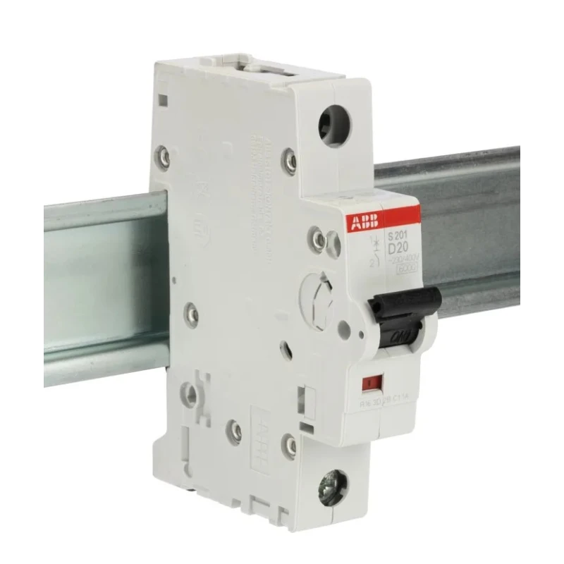 ABB System Pro M Compact Miniature Circuit Breaker, 1-Pole, 20A, Type D, 253V AC, 72V DC, 6kA 2CDS251001R0201 S201-D20