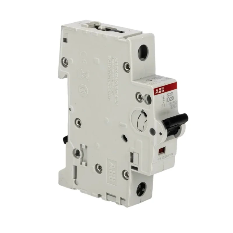 ABB System Pro M Compact Miniature Circuit Breaker, 1-Pole, 20A, Type D, 253V AC, 72V DC, 6kA 2CDS251001R0201 S201-D20