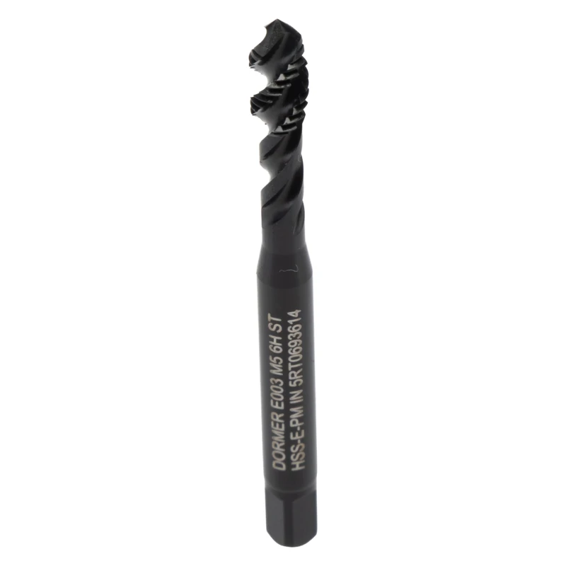 Dormer Spiral Flute Metric Threading Tap M2 x M24, Machine Tap, High Speed Steel, ISO 529, 58mm Overall Length E003M5