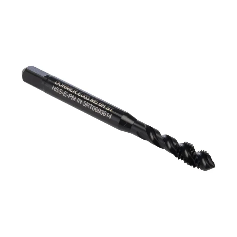 Dormer Spiral Flute Metric Threading Tap M2 x M24, Machine Tap, High Speed Steel, ISO 529, 58mm Overall Length E003M5