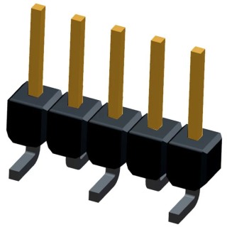 TE Connectivity AMPMODU MOD II Series Straight Surface Pin Header 5 Contacts 2.54 mm Pitch 1 Row Unshrouded 1241150-5