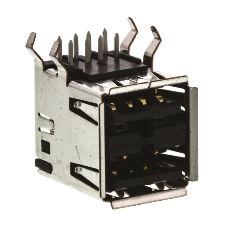 TE Connectivity Right Angle Through Hole Female 2 Port USB Type A USB Connector USB 2.0 5787617-1