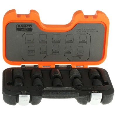 Bahco 10-Piece 1/2 in Standard Impact Socket Set Alloy Steel Black Finish D/S10