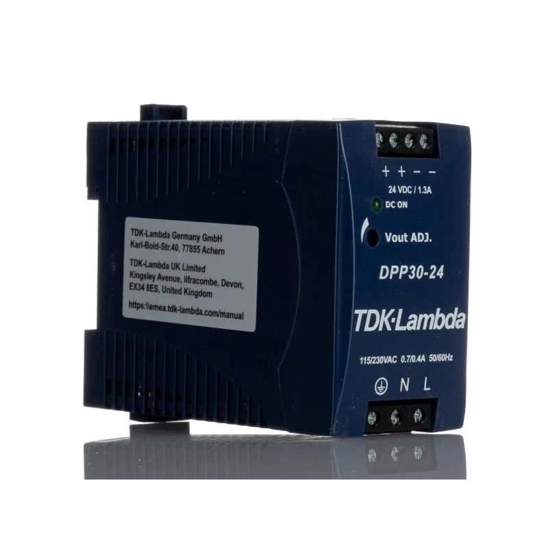TDK-Lambda Switched Mode DIN Rail Power Supply 264V AC/DC Input 24V DC 1.3A Output 30W DPP30-24