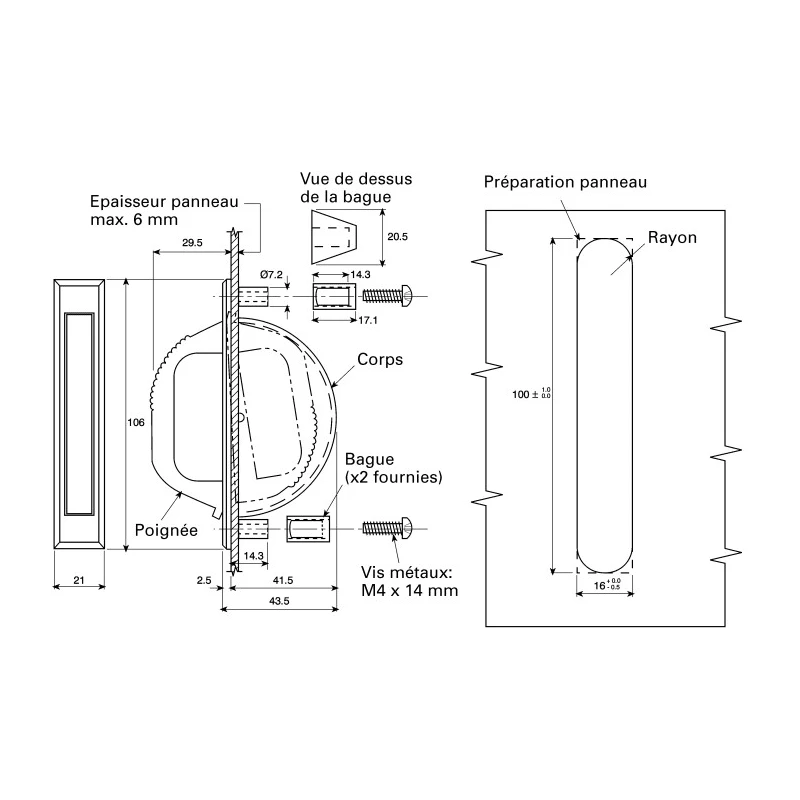Southco Black Aluminium Stainless Steel Drawer Handle 29.5 mm Height 106 mm Length 67-25