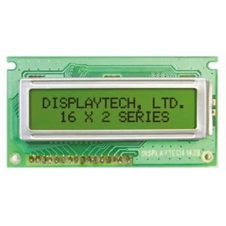 Displaytech Alphanumeric LED LCD Monochrome Display Yellow on Green 2 x 16 Characters 162B-BC-BC