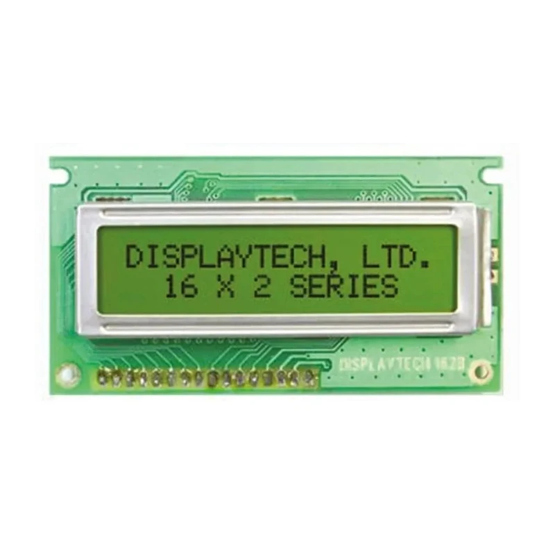 Displaytech Alphanumeric LED LCD Monochrome Display Yellow on Green 2 x 16 Characters 162B-BC-BC